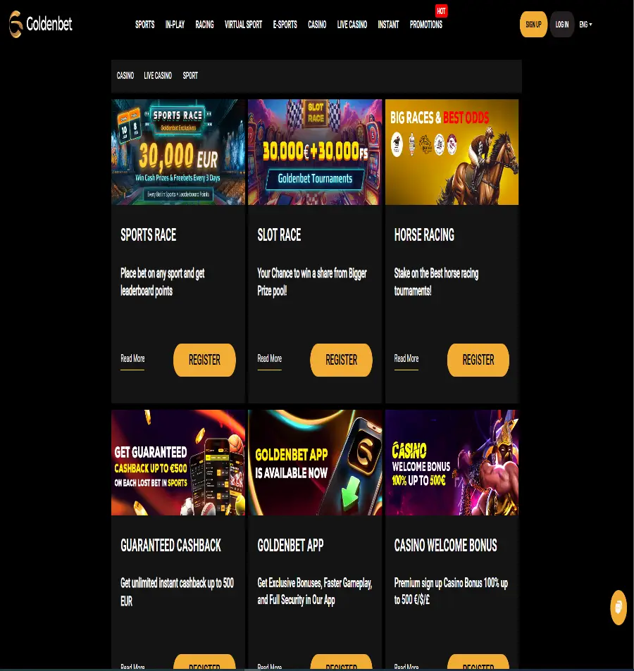 Promotions Page At Goldenbet Casino